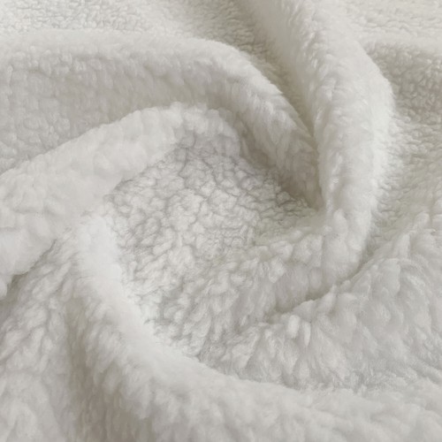 Sherpa fleece fabric - sherpa, white